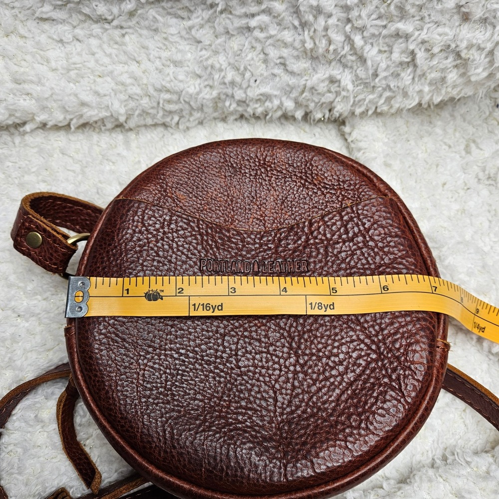 Portland Leather Almost Perfect Pebble Leather Circle Crossbody in Nutmeg - Picture 8 of 11